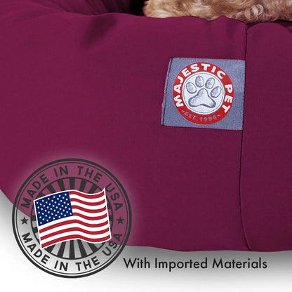 Poly/Cotton Bagel Pet Bed for Dogs, Calming Dog Bed Washable, Extra Large, Burgundy