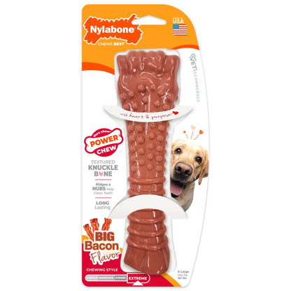 Power Chew Textured Knuckle Bone Dog Toy, Dog Chew Toy, Bacon Flavor, X-Large, 1 Count