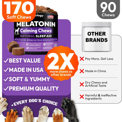Melatonin for Dogs Calming Chews for Dogs Made in USA