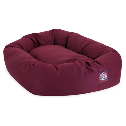Poly/Cotton Bagel Pet Bed for Dogs, Calming Dog Bed Washable, Extra Large, Burgundy