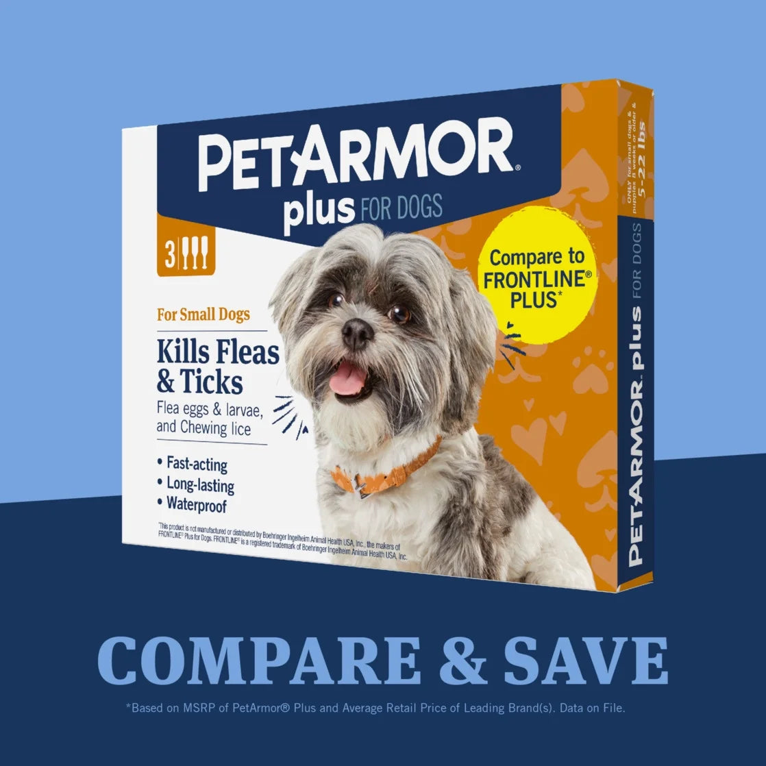 plus for Small Dogs 5-22 Lbs, Flea & Tick Prevention for Dogs, 3-Month Supply