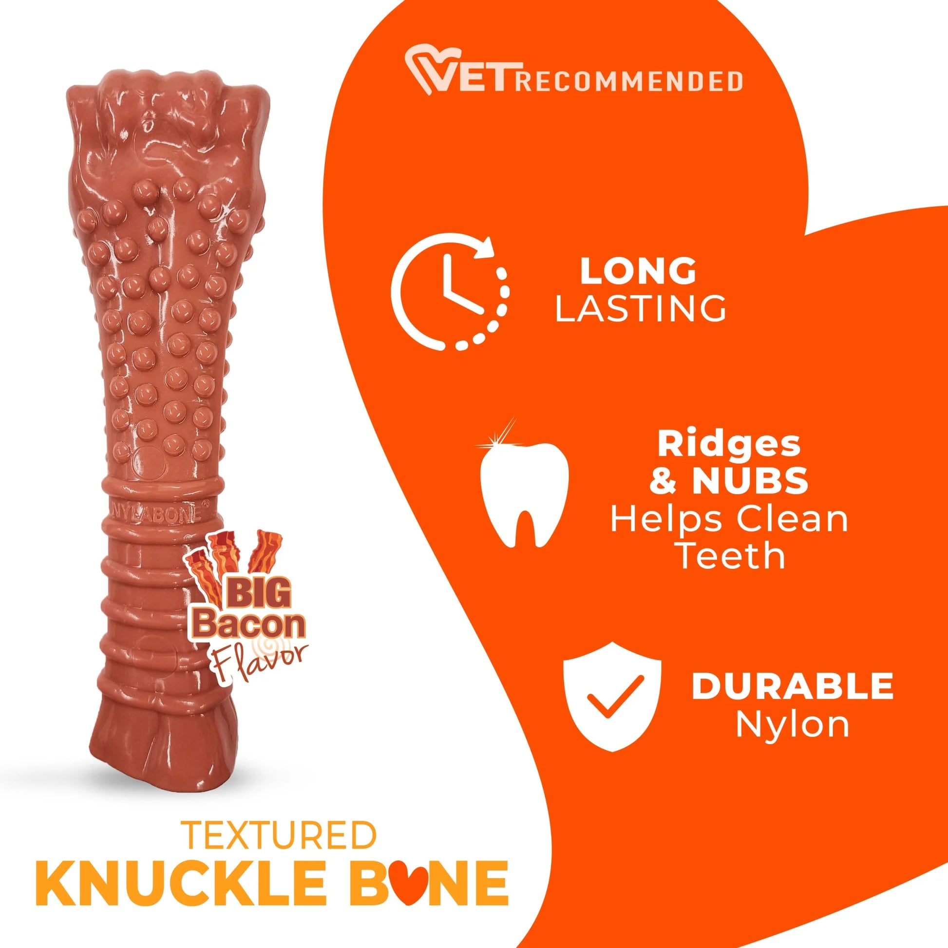 Power Chew Textured Knuckle Bone Dog Toy, Dog Chew Toy, Bacon Flavor, X-Large, 1 Count