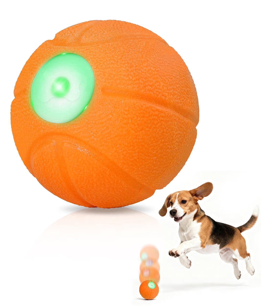 Automatic Interactive Dog Ball, Durable E-TPU Rechargeable Rolling Bouncing Toy for Small Medium Dogs, Orange