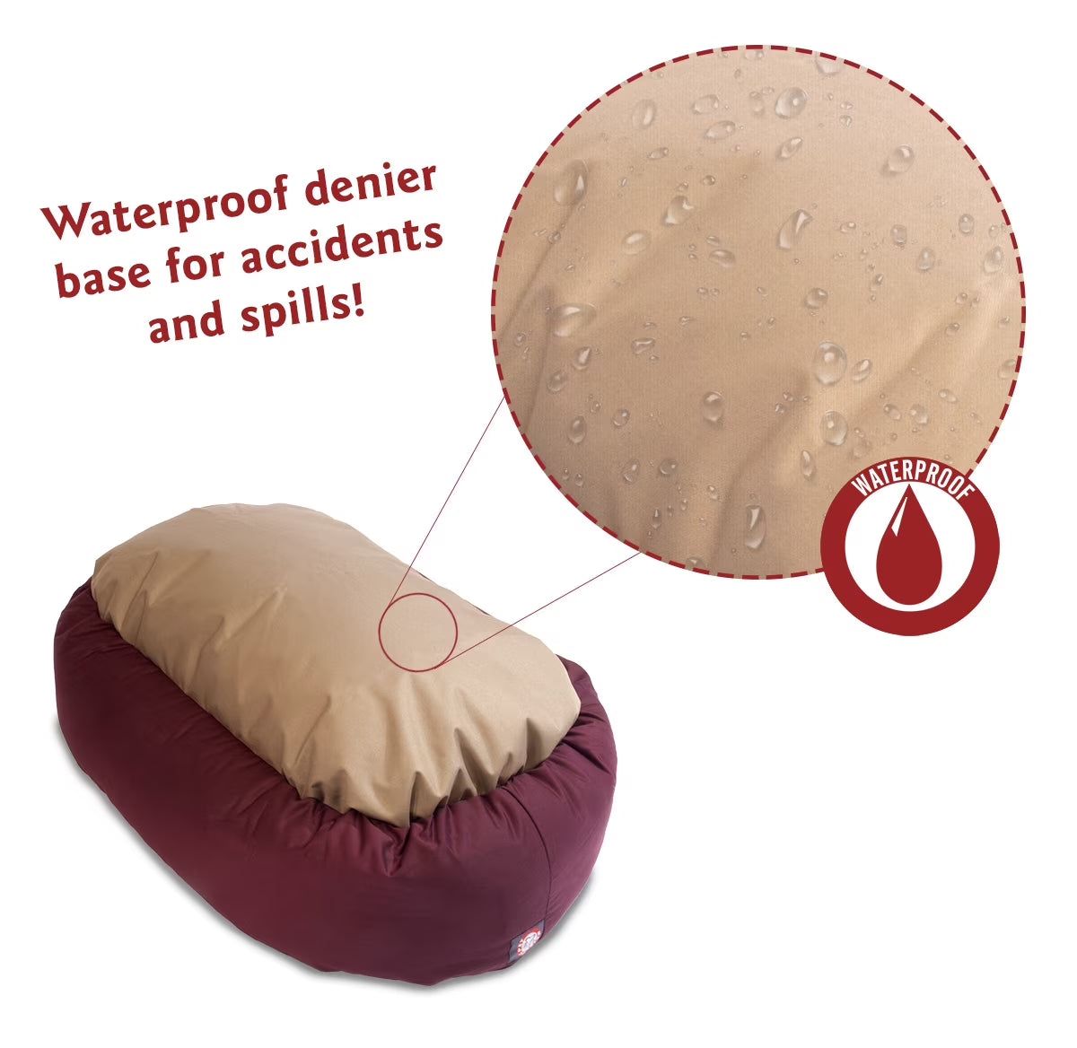 Poly/Cotton Bagel Pet Bed for Dogs, Calming Dog Bed Washable, Extra Large, Burgundy