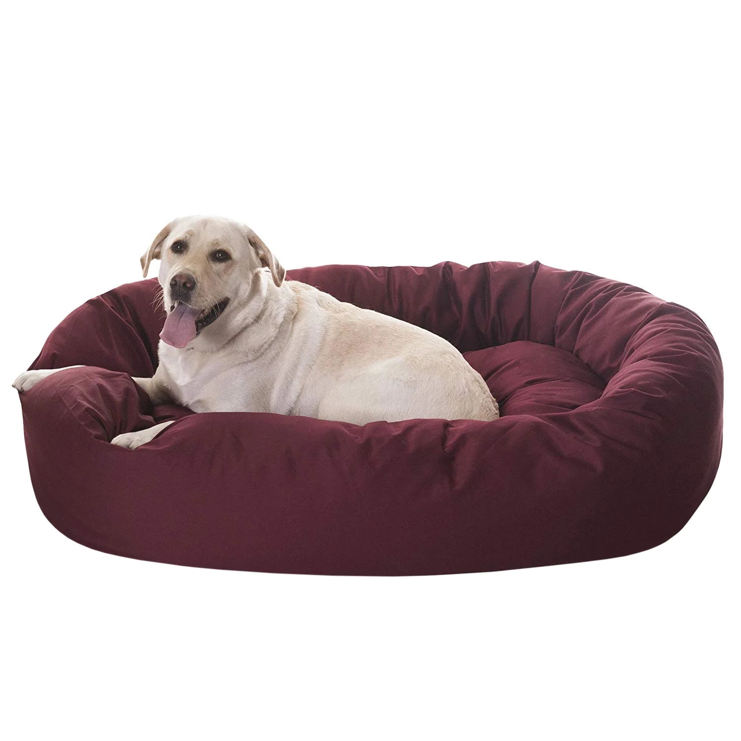 Poly/Cotton Bagel Pet Bed for Dogs, Calming Dog Bed Washable, Extra Large, Burgundy